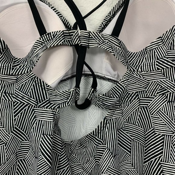 Isabel Maternity Geometric Tankini Swim Top Criss Cross Back - Picture 5 of 11